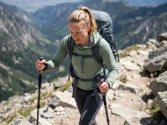 Best Hikes In National Parks With Least Crowds Female hiker climbing steep rocky trail in remote national park