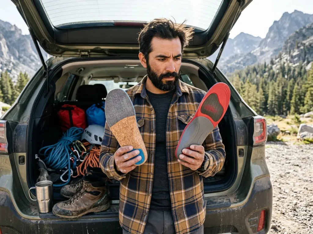 Mountain guide comparing a SOLE Active and Superfeet EVOLyte insole