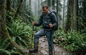 Why Your Gore-Tex Shoes Still Feel Wet Inside Hiker looking at saturated Gore Tex hiking boots in rain
