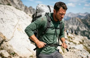 Section Hiking vs Thru Hiking Pros and Cons — The Hard Data Hiker adjusting heavy backpack on trail comparing section and thru hiking pros and cons