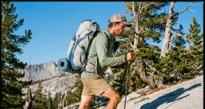 Best Ultralight Backpacks Really Under 2 Pounds Hiker on a granite trail wearing an Osprey Exos Pro 55 ultralight backpack at golden hour