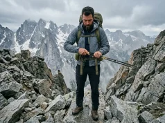 When Not to Use Trekking Poles? The Physics of Failure Hiker collapsing his trekking poles before navigating steep rocky terrain