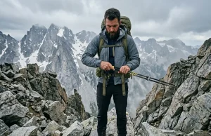 When Not to Use Trekking Poles? The Physics of Failure Hiker collapsing his trekking poles before navigating steep rocky terrain