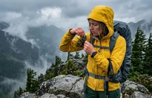 Is Your Rain Jacket Dead? 3 Tests Tell the Truth Performing a when to replace a rain jacket performance test on a wetted-out Patagonia shell during a mountain storm
