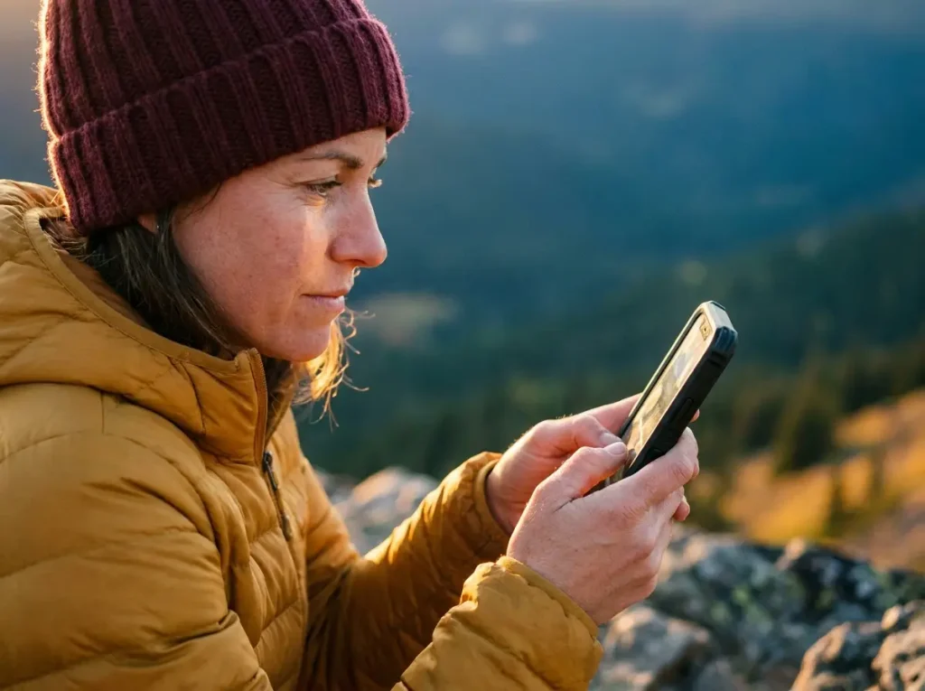 Hiker responsibly tagging general region on social media post