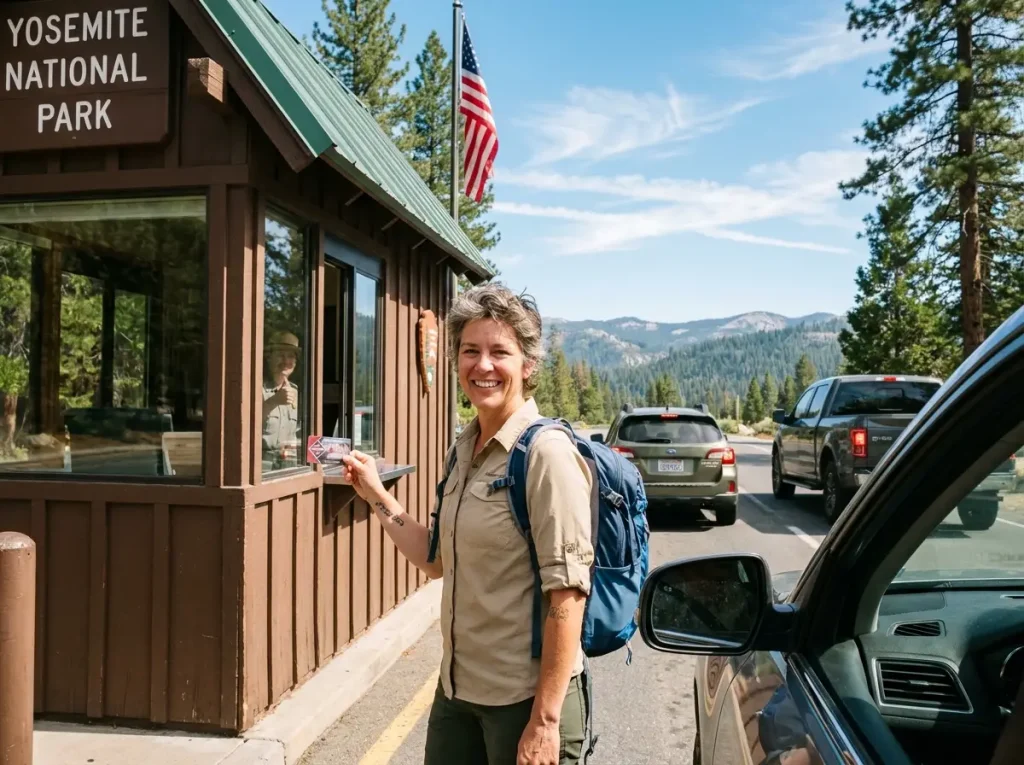 Veteran showing Interagency Military Pass at national park entrance station