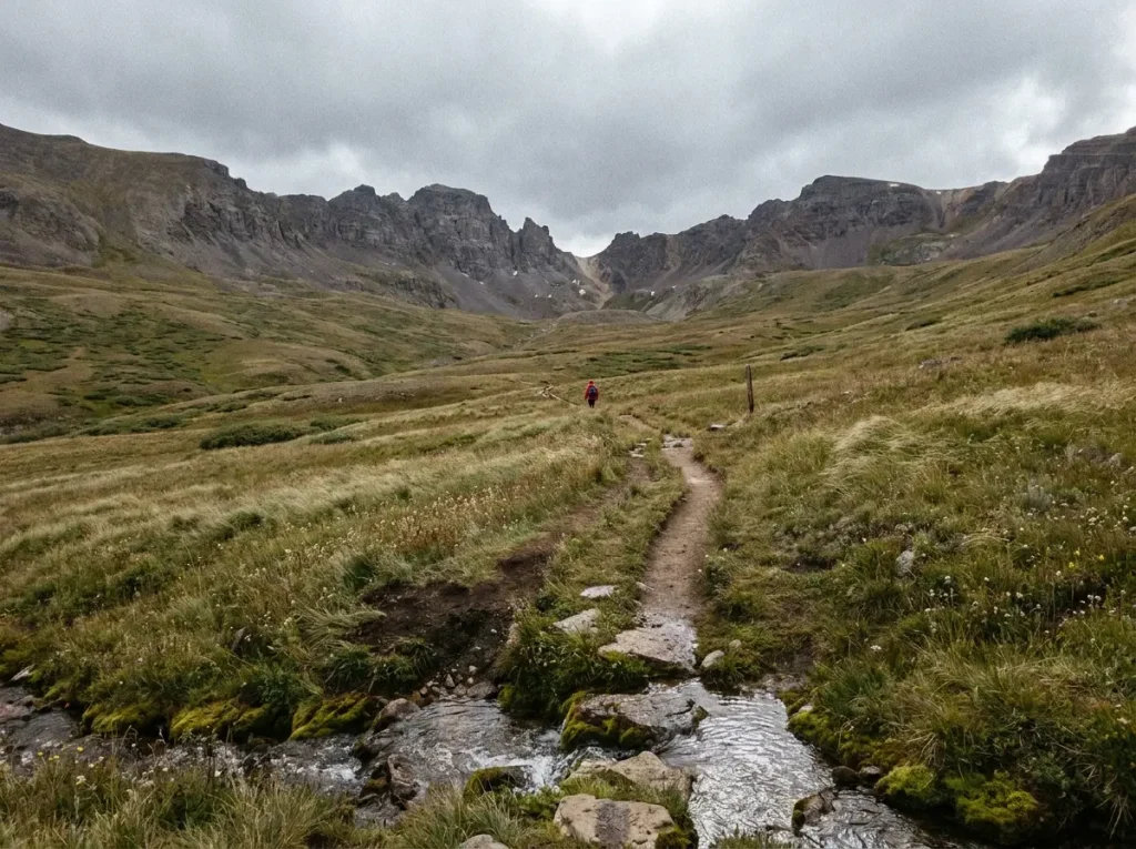 Remote mountain trail showing distance from civilization and emergency services