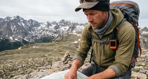 3 UTM Mistakes That Send Rescue to the Wrong Spot Hiker reading UTM grid coordinates on a topographic map with compass