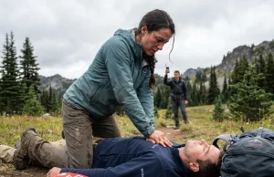 Why Standard CPR Training Fails on the Trail Hiker performing CPR on another hiker on a remote backcountry trail