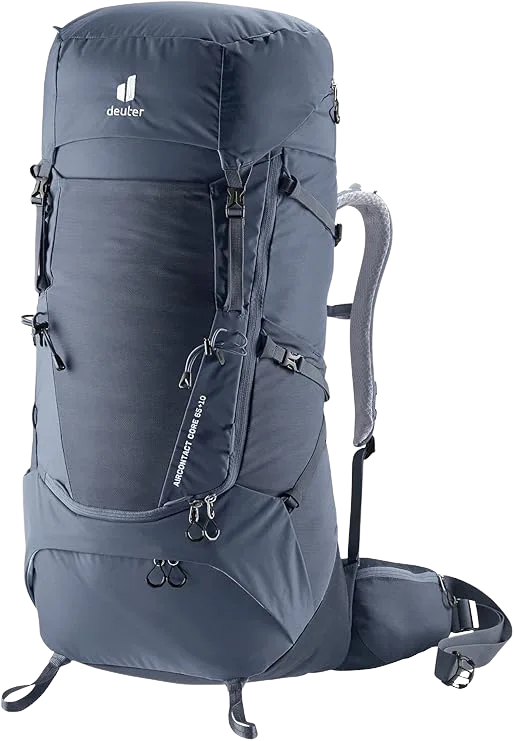 Deuter Aircontact Core 65+10 men's expedition hiking backpack with 500D body and VariFlex hip fins