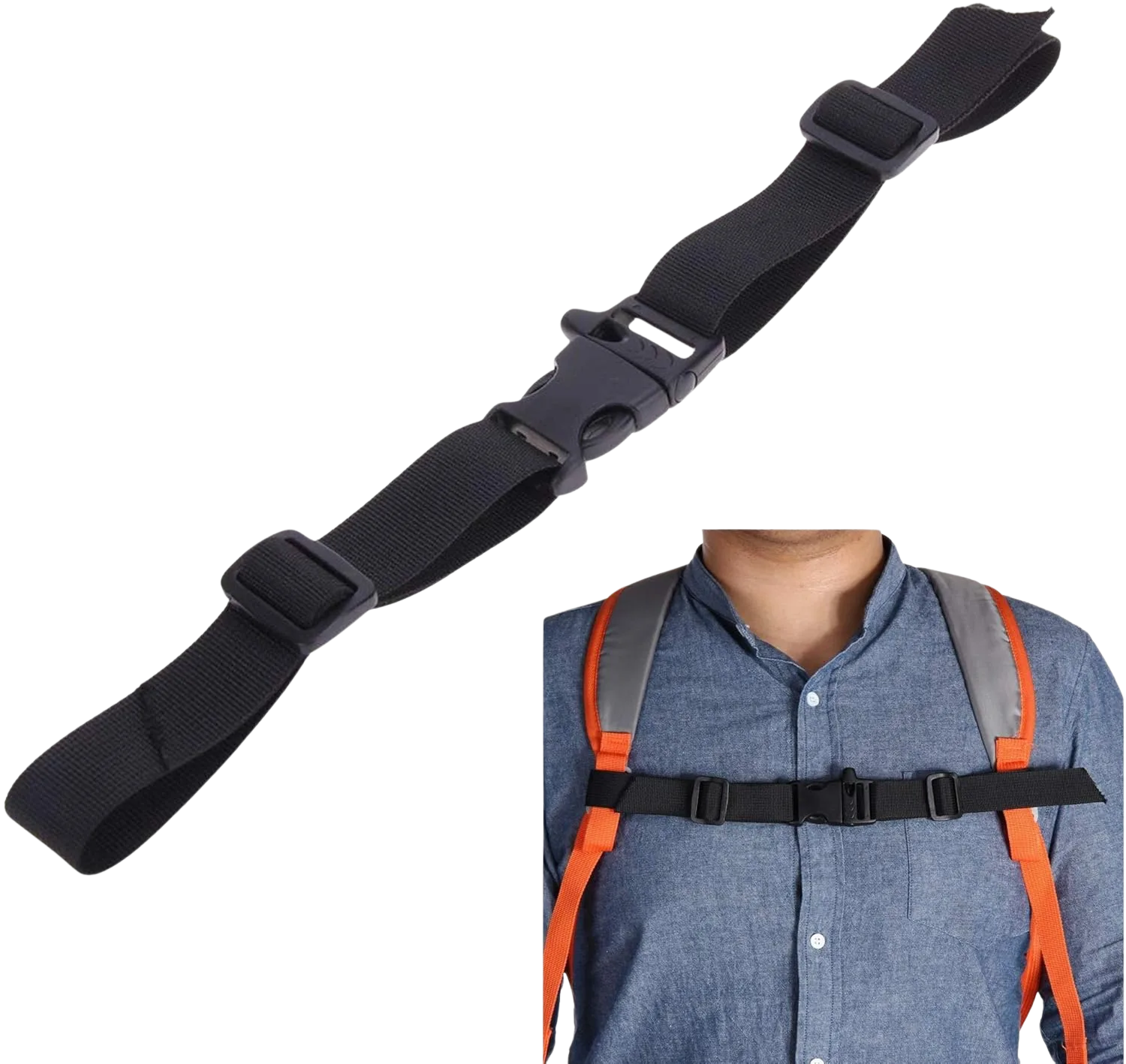 Ikerall sternum strap with emergency whistle buckle for hiking backpacks