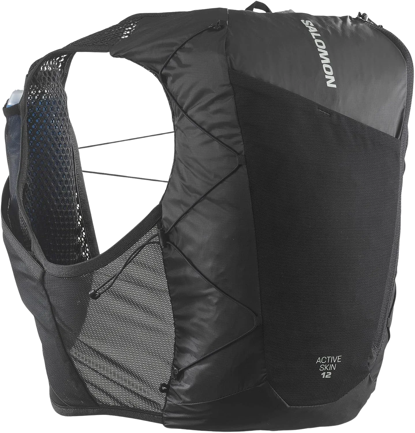 Salomon Active Skin 12 running vest with front soft flasks for fast day hikes