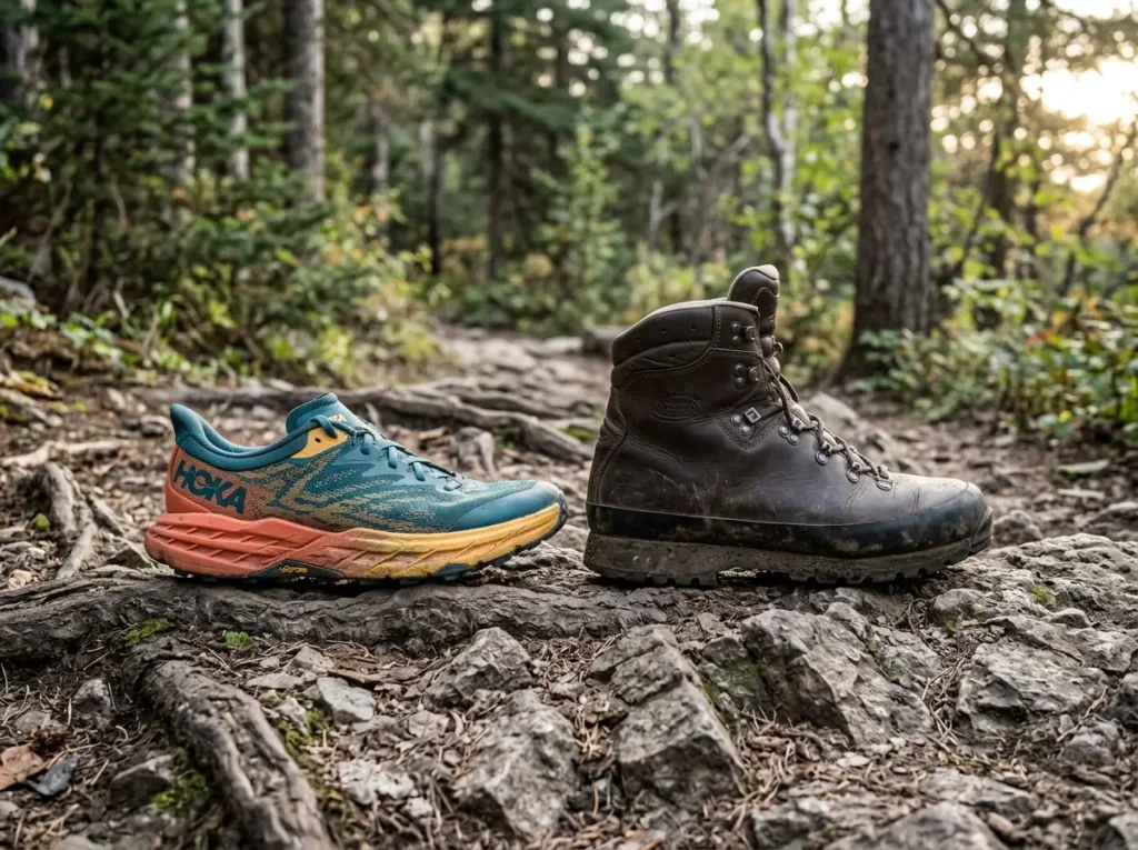 Trail runners vs hiking boots ankle support comparison — research on sprain prevention