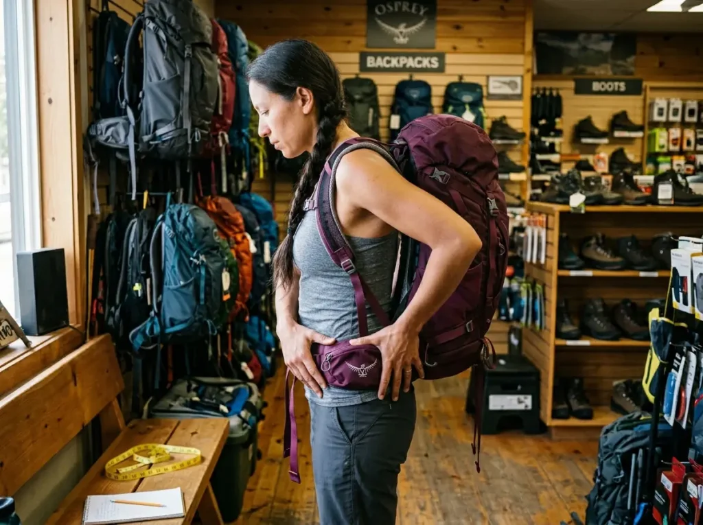 Measuring a hiker's torso length for correct backpack fit