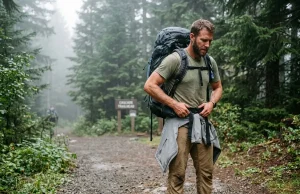Backpack Hurting Your Shoulders? Fix the Fit Bottom-Up Hiker adjusting a properly fitted backpack hip belt on the iliac crest at a trailhead