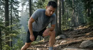 Zero-Drop Trail Shoes Explained for Runners Zero-drop trail shoes on a runner mid-stride on rocky singletrack, level heel and forefoot visible