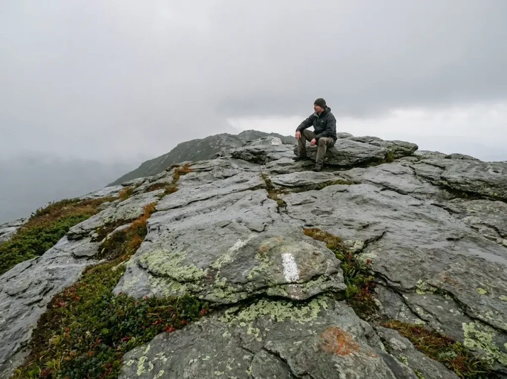 Bare rock summit of Camel's Hump, one of Vermont's five 4,000-foot high peaks
