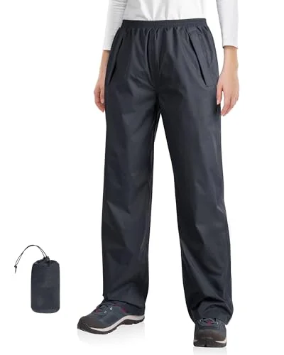 33,000ft packable rain pants for women, TPU membrane hiking rain pants with side zip