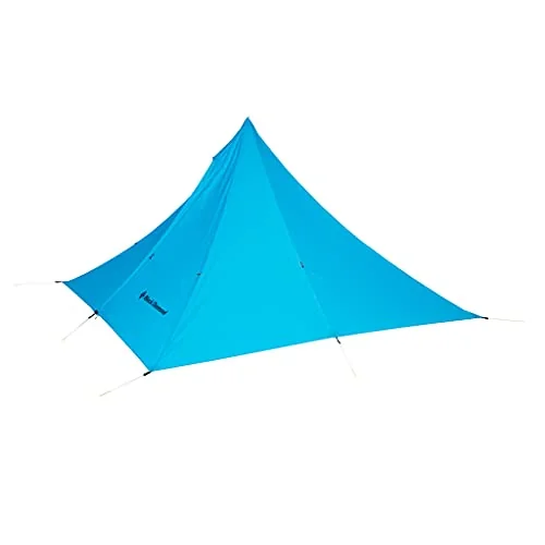 Black Diamond Mega Light floorless pyramid shelter pitched on a single center pole for group backpacking