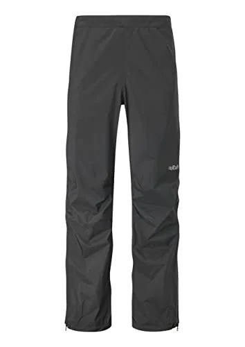 Rab Mens Downpour Plus 2.0 waterproof rain pants with full-length side zips for hiking