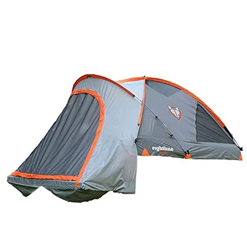 Rightline Gear full-size short truck bed tent pitched in a 5.5 ft pickup bed for trailhead camping