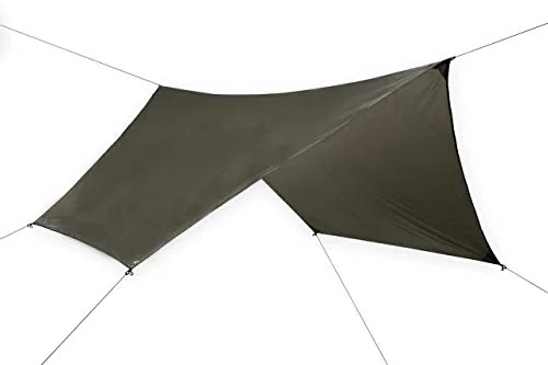 Hennessy Hammock Hex Rainfly in Coyote Brown, a 12 x 10 ft hex tarp for covering an 11 ft hammock