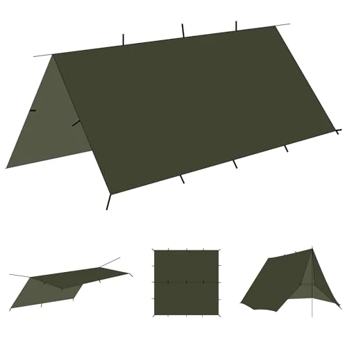 Onewind 10 x 10 ft ultralight silnylon camping tarp for hammock or ground shelter use